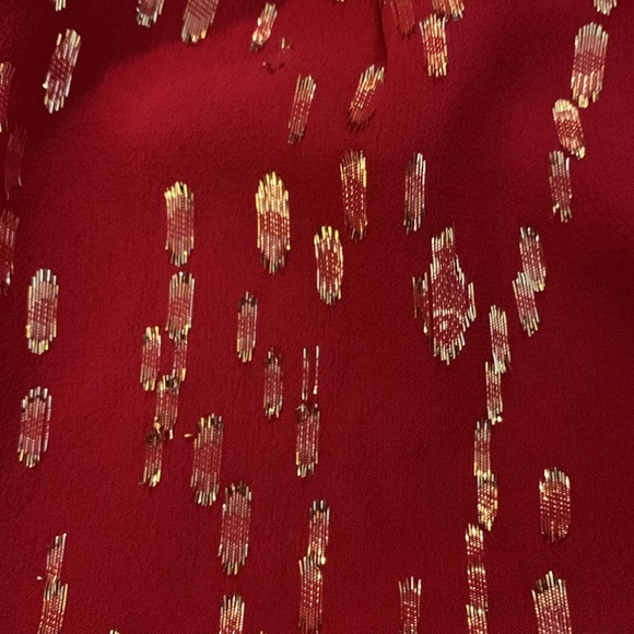 NWT Lilly Pulitzer Noraleen Silk Top Long Sleeved Metallic Red Women’s XS - Picture 7 of 12